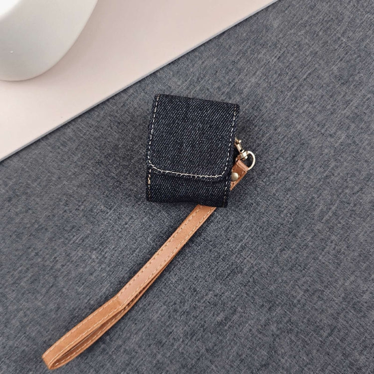 For AirPods 1 / 2 Cowboy Fabric Texture PU Headset Protective Bag(Black)