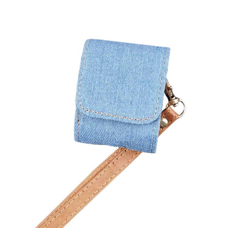 For AirPods 1 / 2 Cowboy Fabric Texture PU Headset Protective Bag(Light Blue)
