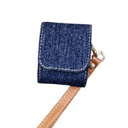 For AirPods 1 / 2 Cowboy Fabric Texture PU Headset Protective Bag(Dark Blue)