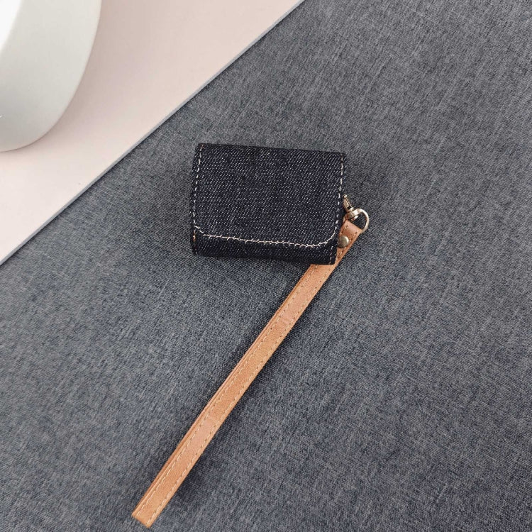 For AirPods Pro Cowboy Fabric Texture PU Headset Protective Bag(Black)