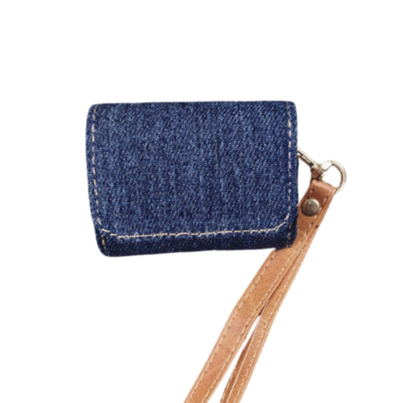 For AirPods Pro Cowboy Fabric Texture PU Headset Protective Bag(Dark Blue)