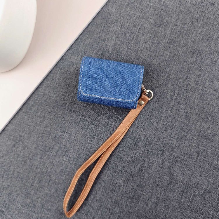 For AirPods Pro 2 Cowboy Fabric Texture PU Headset Protective Bag(Blue)