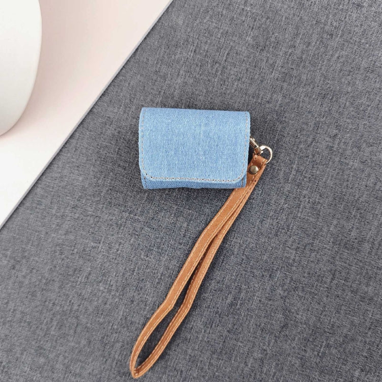 For AirPods Pro 2 Cowboy Fabric Texture PU Headset Protective Bag(Light Blue)