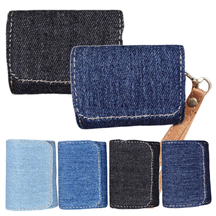 For AirPods Pro Cowboy Fabric Texture PU Headset Protective Bag(Blue)