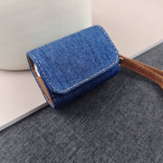 For AirPods Pro Cowboy Fabric Texture PU Headset Protective Bag(Blue)