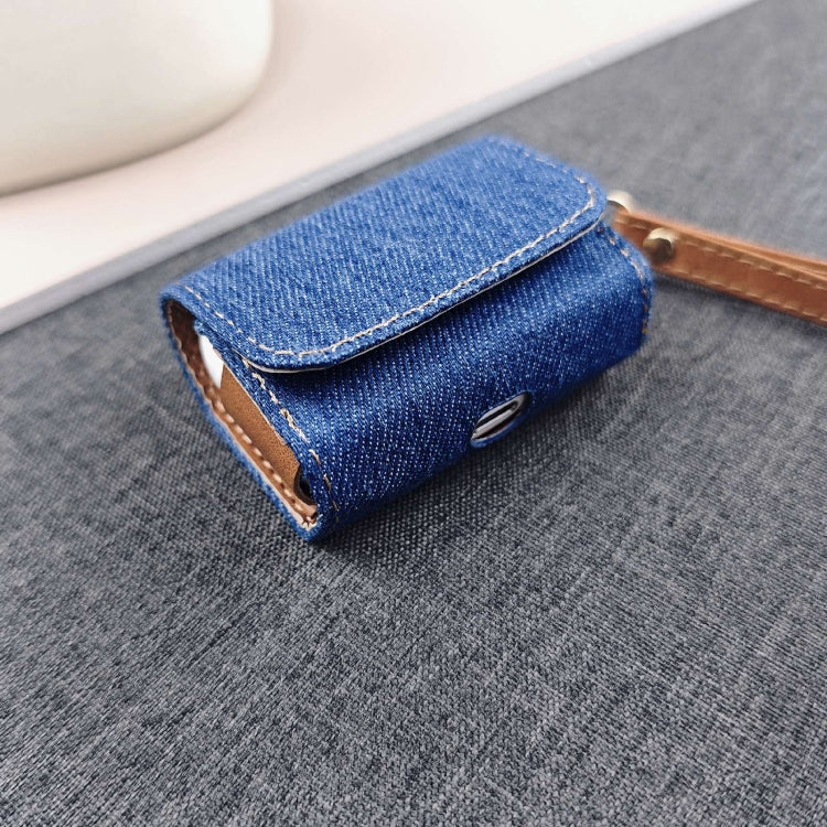 For AirPods Pro Cowboy Fabric Texture PU Headset Protective Bag(Blue)