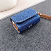 For AirPods Pro Cowboy Fabric Texture PU Headset Protective Bag(Blue)