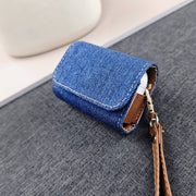 For AirPods Pro Cowboy Fabric Texture PU Headset Protective Bag(Blue)