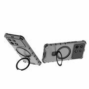For Redmi K70 5G Grating Holder Shockproof Phone Case(Transparent Black)