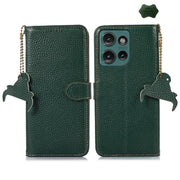 For Motorola Edge 50 Genuine Leather Litchi Texture RFID Leather Phone Case(Green)
