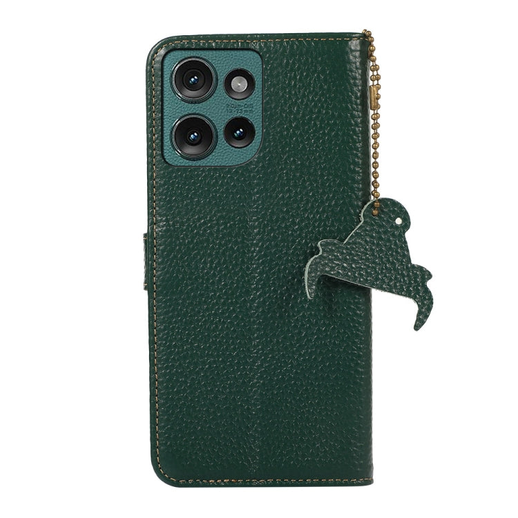 For Motorola Edge 50 Genuine Leather Litchi Texture RFID Leather Phone Case(Green)