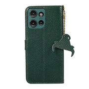 For Motorola Edge 50 Genuine Leather Litchi Texture RFID Leather Phone Case(Green)