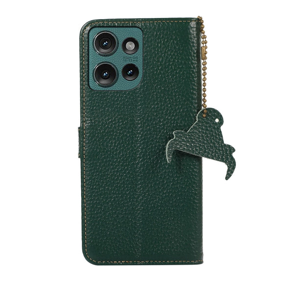 For Motorola Edge 50 Genuine Leather Litchi Texture RFID Leather Phone Case(Green)