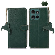 For Motorola Edge 50 Neo Genuine Leather Litchi Texture RFID Leather Phone Case(Green)