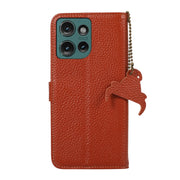 For Motorola Edge 50 Neo Genuine Leather Litchi Texture RFID Leather Phone Case(Coffee)