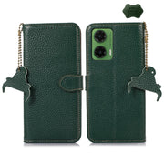 For Motorola Moto G35 Genuine Leather Litchi Texture RFID Leather Phone Case(Green)