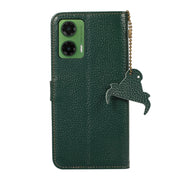 For Motorola Moto G35 Genuine Leather Litchi Texture RFID Leather Phone Case(Green)