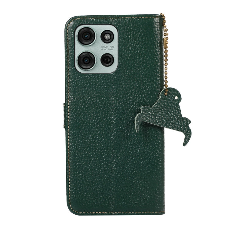 For Motorola Moto G75 5G Genuine Leather Litchi Texture RFID Leather Phone Case(Green)