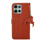 For Motorola Moto G75 5G Genuine Leather Litchi Texture RFID Leather Phone Case(Coffee)