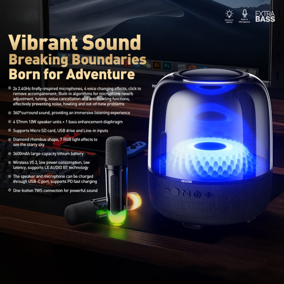 WEKOME Beluga D16 Spiritful Island Desktop Bluetooth Speaker With Dual Microphones(Black)