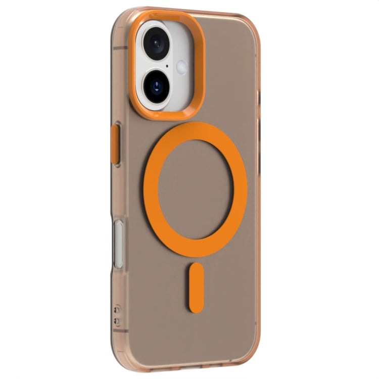 For iPhone 16 Candy Magsafe PC Hybrid TPU Phone Case(Orange)