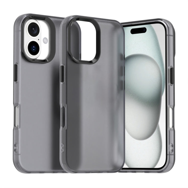 For iPhone 16 Candy PC Hybrid TPU Shockproof Phone Case(Black)