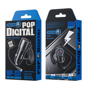 WEKOME WP-C51 Pop Digital Series 66W USB, USB-C / Type-C Car Charger with Charging Cable(Black)