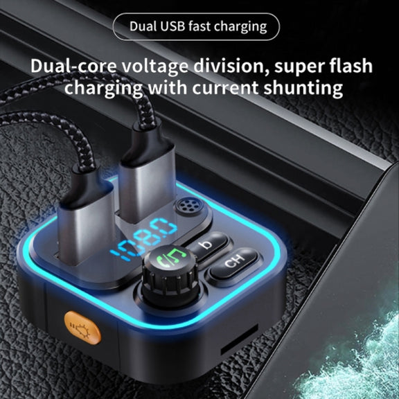 WEKOME WP-C52 Pop Digital Series MP3 Wireless Fast Charging Car Charger(Black)