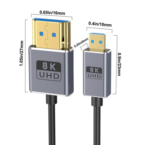30cm Coaxial Micro HDMI to HDMI 8K UHD 48Gbps Video Connection Cable, Style:Straight Head