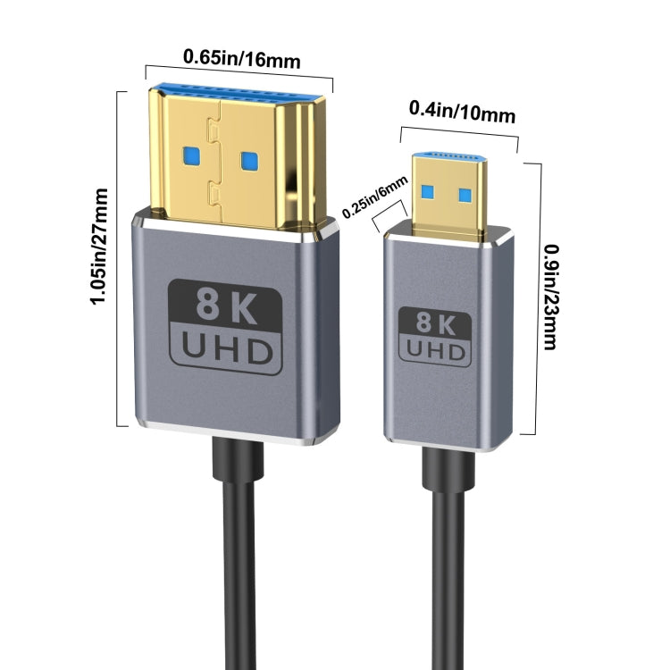 30cm Coaxial Micro HDMI to HDMI 8K UHD 48Gbps Video Connection Cable, Style:Straight Head