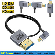 60cm Coaxial Micro HDMI to HDMI 8K UHD 48Gbps Video Connection Cable, Style:Right Elbow