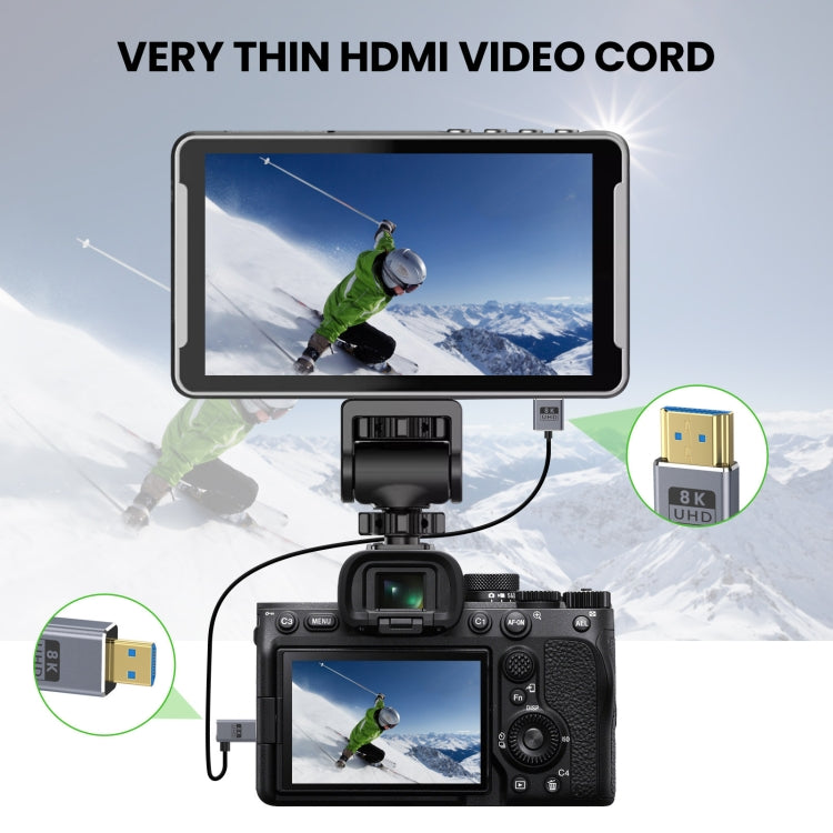60cm Coaxial Micro HDMI to HDMI 8K UHD 48Gbps Video Connection Cable, Style:Right Elbow