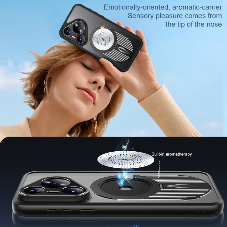 For Huawei Pura 70 Pro Heat Dissipation Aromatherapy MagSafe Holder Phone Case(Black)