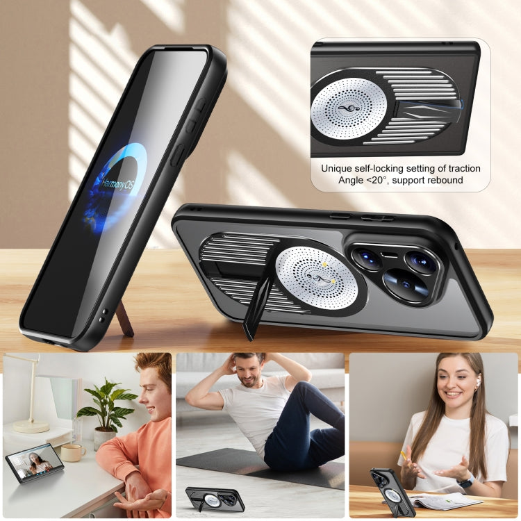 For Huawei Pura 70 Pro Heat Dissipation Aromatherapy MagSafe Holder Phone Case(Black)