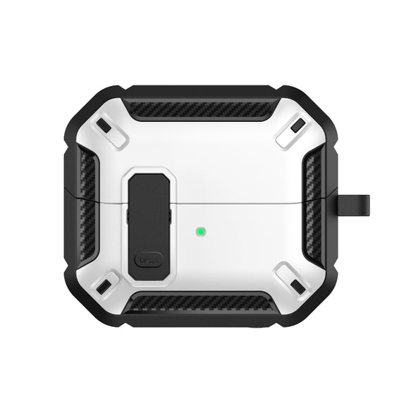 For Samsung Galaxy Buds 3 / 3 Pro Dual-color Earphone Protective Case with Switch & Hook(Black White)