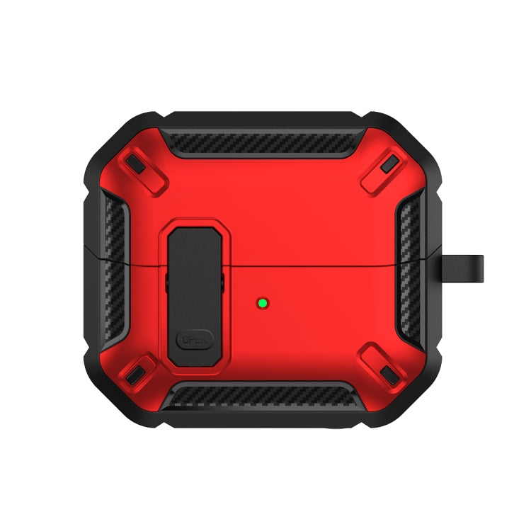 For Samsung Galaxy Buds 3 / 3 Pro Dual-color Earphone Protective Case with Switch & Hook(Black Red)