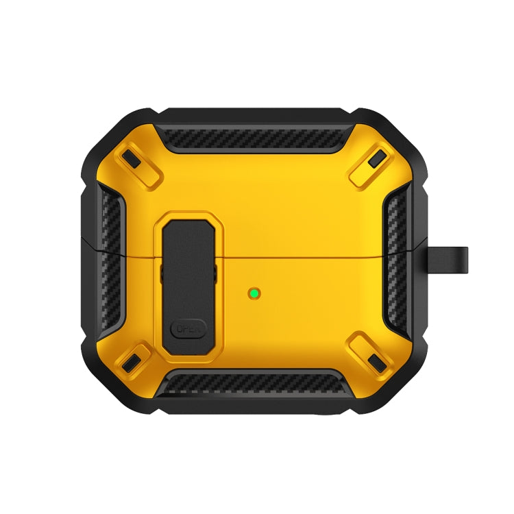 For Samsung Galaxy Buds 3 / 3 Pro Dual-color Earphone Protective Case with Switch & Hook(Black Yellow)