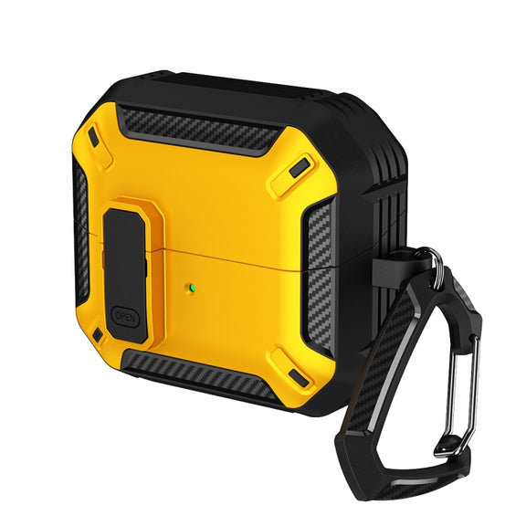 For Samsung Galaxy Buds 3 / 3 Pro Dual-color Earphone Protective Case with Switch & Hook(Black Yellow)