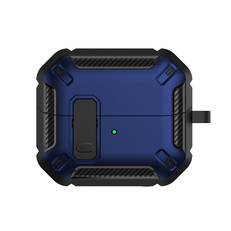 For Samsung Galaxy Buds 3 / 3 Pro Dual-color Earphone Protective Case with Switch & Hook(Black Blue)