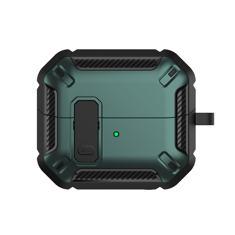 For Samsung Galaxy Buds 3 / 3 Pro Dual-color Earphone Protective Case with Switch & Hook(Black Green)
