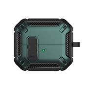 For Samsung Galaxy Buds 3 / 3 Pro Dual-color Earphone Protective Case with Switch & Hook(Black Green)