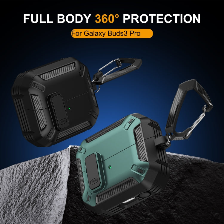 For Samsung Galaxy Buds 3 / 3 Pro Dual-color Earphone Protective Case with Switch & Hook(Black White)