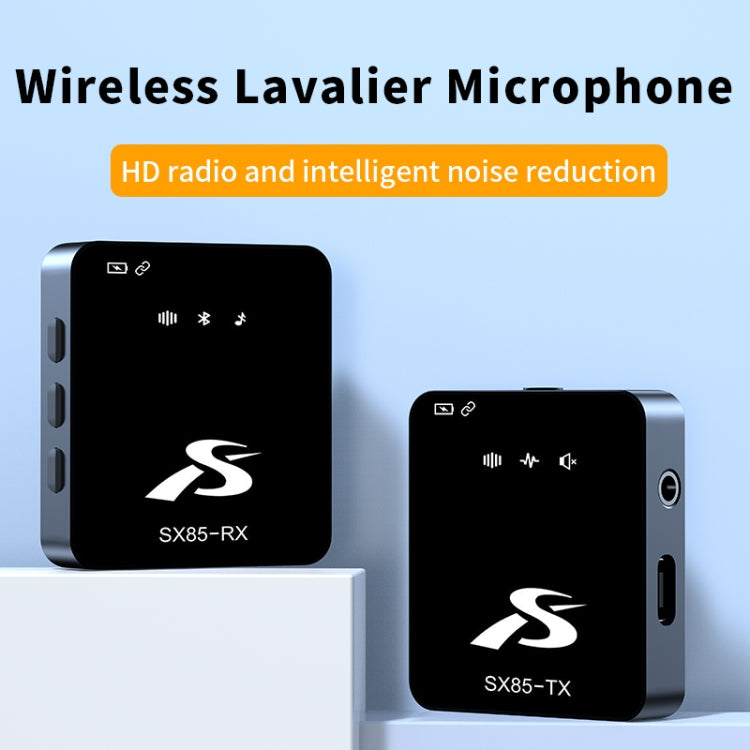 SX85 1 TX + 1 RX Square Smart Noise Reduction Lavalier Wireless Microphone(8 Pin)