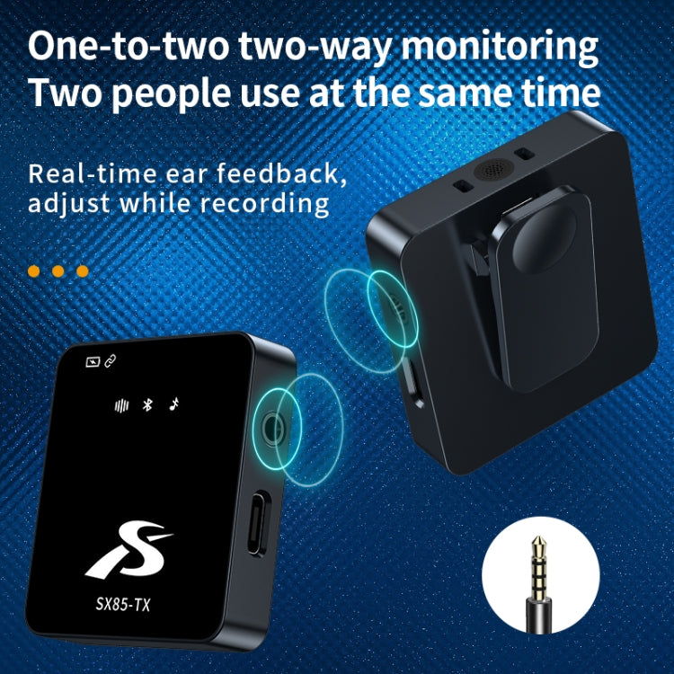 SX85 1 TX + 2 RX Square Smart Noise Reduction Lavalier Wireless Microphone(8 Pin)