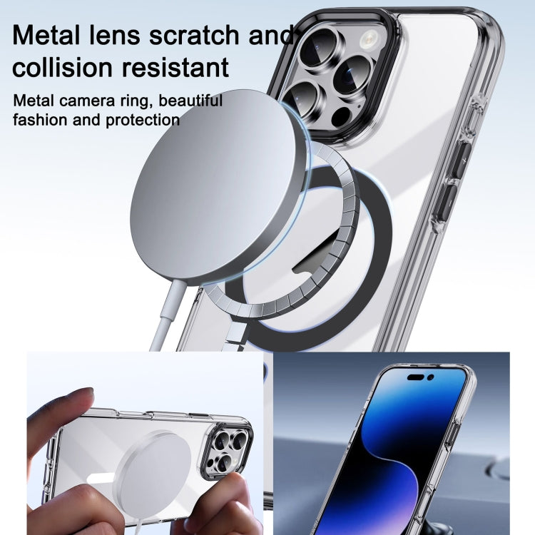 For iPhone 16 Pro Max Airbag PC Hybrid TPU Magsafe Phone Case(Clear Black)