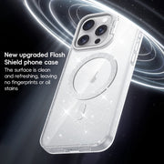 For iPhone 16 Shiny Shield MagSafe Lens Holder Phone Case(Blue)