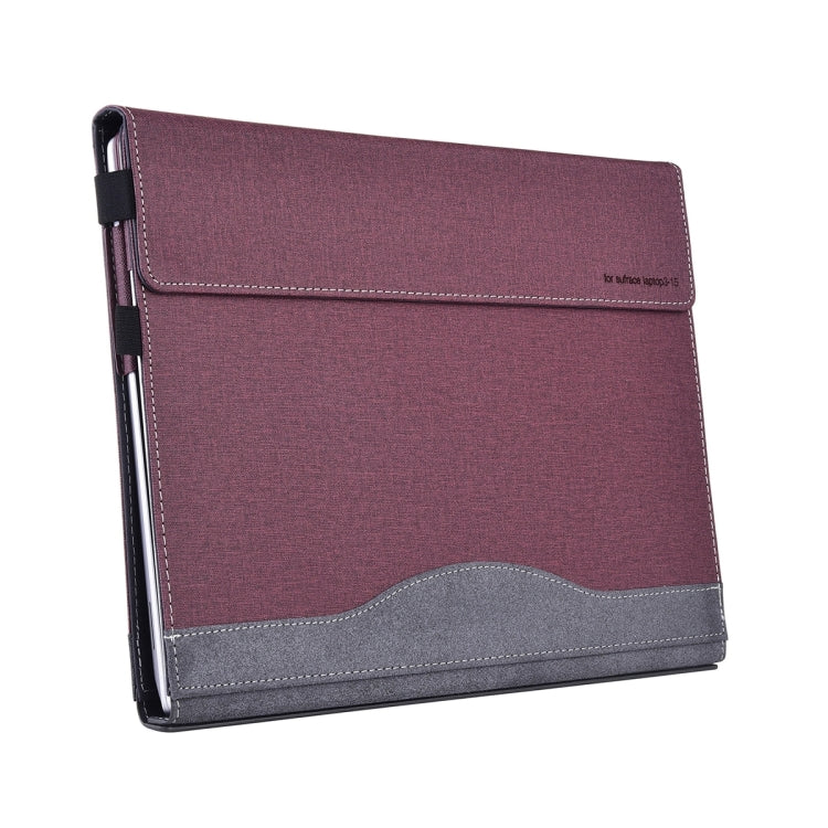 For MicroSoft Surface Laptop 7 13.8 inch Cloth Texture Laptop Leather Protective Case(Wine Red)