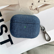 For AirPods 4 Fine Cloth Texture Earbuds Box PC Case with Hook(Blue)