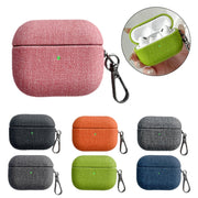 For AirPods 4 Fine Cloth Texture Earbuds Box PC Case with Hook(Black)