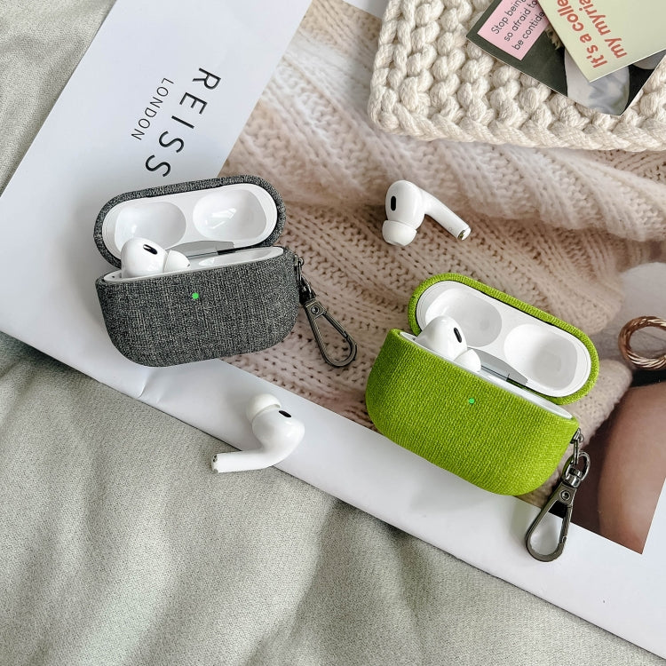 For AirPods 4 Fine Cloth Texture Earbuds Box PC Case with Hook(Black)